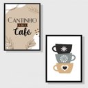 Ver imagem 2 de Kit 2 Quadros Cantinho Do Café Xícaras 24x18cm:Madeira branca