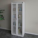 Ver imagem 2 de Estante Armário Alta Livreiro Multiuso Office 2 Portas Vidro Branco