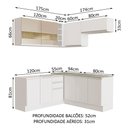 Ver imagem 4 de Armário de Cozinha Completa de Canto 349cm Branco/Branco/Crema Glamy Madesa 01