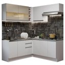 Ver imagem 3 de Armário de Cozinha Completa de Canto 349cm Branco/Branco/Crema Glamy Madesa 01