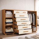 Ver imagem 3 de Cômoda com Sapateira Mega 5 Gavetas MDP-MDF Cinamomo-Off-White Movelaria Store