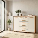 Ver imagem 1 de Cômoda com Sapateira Mega 5 Gavetas MDP-MDF Cinamomo-Off-White Movelaria Store