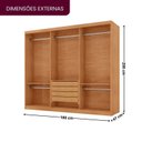 Ver imagem 3 de Guarda-Roupa Casal 100% MDF 3 Portas de Correr 4 Gavetas e Espelho Chile Off White/Marromle