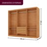 Guarda-roupa Casal 100% Mdf 3 Portas de Correr 4 Gavetas e Espelho Chile - 3