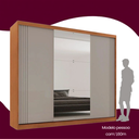 Ver imagem 5 de Guarda-Roupa Casal 100% MDF 3 Portas de Correr 4 Gavetas e Espelho Chile Off White/Marromle
