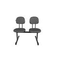 Ver imagem 1 de Longarina Secretária Polo 2 Lugares - Tecido Cinza/Preto