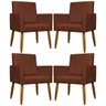 Kit 4 Poltronas Decorativas Mari Suede Pé Palito 30cm Castanho - 1