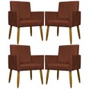 Ver imagem 1 de Kit 4 Poltronas Decorativas Mari Suede Pé Palito 30cm Castanho