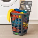 Ver imagem 3 de CESTO ROUPA SUJA 48 LITROS ORGANIZADOR GRANDE MULTIUSO LAVANDERIA QUARTO TELADO ROUPEIRO GRANDE 48L