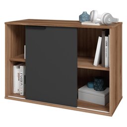 Balcão Escritório Multiuso 1 Porta Correr Multimóveis CR25108 Castanho/Preto - 2 Balcão Escritório Multiuso 1 Porta Correr Multimóveis CR25108 Castanho/Preto - 2