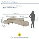 Ver imagem 3 de Sofá de Canto Orgânico 4 Lugares 265cm Base de Ferro Chaise Esquerda Luna Yescasa