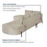 Sofá de Canto Orgânico 4 Lugares 265cm Base de Ferro Chaise Esquerda Luna - 6