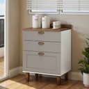 Ver imagem 1 de Balcão para Cozinha 3 Gavetas 100% MDF com Tampo Iluminata Cinza/Branco/Fendi/Ébano