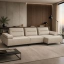 Ver imagem 4 de Sofá 5 Lugares com Chaise para Sala Living 351cm Modular Pés Industrial Oslo L06 Couro Bege Areia