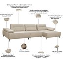 Ver imagem 5 de Sofá 5 Lugares com Chaise para Sala Living 351cm Modular Pés Industrial Oslo L06 Couro Bege Areia