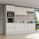 Ver imagem 1 de Cozinha Compacta Fineze 10 Portas 4 Gavetas 4 Prateleiras 100% MDF Areia Hp - Henn