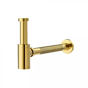 Sifão Metálico Flexível com Copo para Banheiro Line Dourado para Válvula de 1.1/4"
