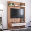 Ver imagem 1 de Painel Ripado para TV até 50 Polegadas 144,4cmx180cm 2 Portas Otto Marrom Freijó
