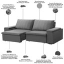Ver imagem 3 de Sofá 3 Lugares Retrátil Reclinável para Sala 225cm Malfati F04 Veludo Cinza - Lyam Decor