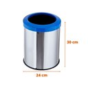 Ver imagem 2 de Lixeira Inox Aro Esmaltado 15 Litros Cozinha Banheiro Cesto - Azul