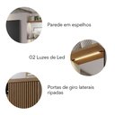 Ver imagem 2 de Estante Home para TV até 70 Polegadas Espelhado 3 Portas 2 Prateleiras 2 Nichos com LED Niteroi