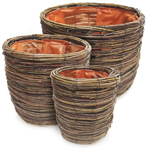 Kit Cachepots Vasos para Plantas em Fibra Natural Decorativos 3PÇS