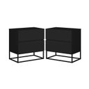 Ver imagem 1 de Conjunto 2 Mesa de Cabeceira Estilo Industrial 2 Gavetas Eros 45 Base Preta:preto