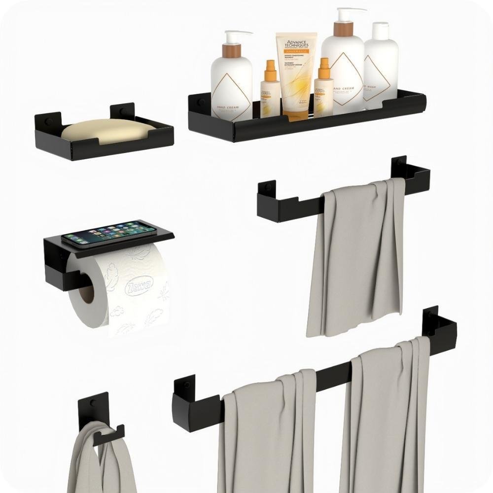 Kit Acessórios para Banheiro Preto Fosco 6 Peças Elg - 11