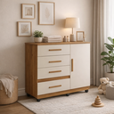Ver imagem 2 de Cômoda Sapateira Florença com Porta e 4 Gavetas Cinamomo Off