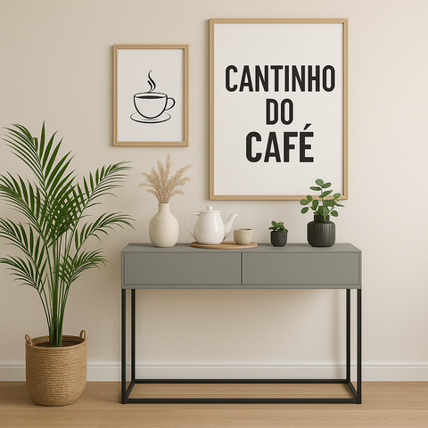 Aparador Buffet Balcão para Sala de Estar Cantinho do Café:cinza