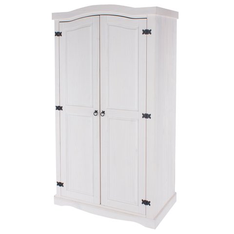 Armário de Madeira Maciça com 2 Portas Branco Lavado