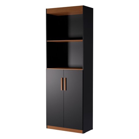 Livreiro Flex Multiuso Horizontal ou Vertical com 2 Portas:preto Nature
