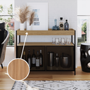 Ver imagem 4 de Buffet Aparador Bar Industrial Retrô 2 Portas e Nicho Madeira/Aço 100cm York