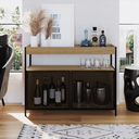 Ver imagem 1 de Buffet Aparador Bar Industrial Retrô 2 Portas e Nicho Madeira/Aço 100cm York