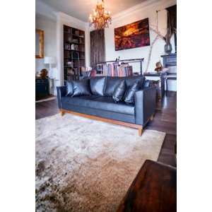 Sofá 2 Lugares Beny Base de Madeira Corano Preto Rr Decor