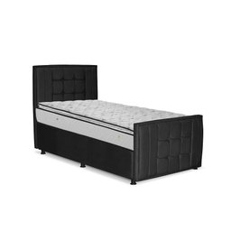Cama com Cabeceira Solteirão Viúva Estofada Uvaia 120cm Suede:preto - 1