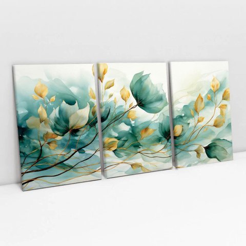 Kit Quadro Decorativo 3 Telas Canvas a Arte Das Flores Tacolado Borda Infinita 80 X 120cm