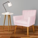 Ver imagem 2 de Poltrona Decorativa Elegante Cecília Recepção Escritório Sala de Estar Suede Rosa Bebe