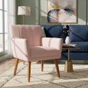 Ver imagem 1 de Poltrona Decorativa Elegante Cecília Recepção Escritório Sala de Estar Suede Rosa Bebe