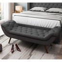 Ver imagem 3 de Kit Cabeceira Cama Box Queen 160 Cm Madrid com Puff Recamier Santorini Linho Cinza Escuro-lyam Decor