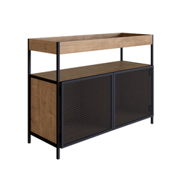 Buffet Aparador Bar Industrial Retrô 2 Portas e Nicho Madeira/Aço 100cm York - 4