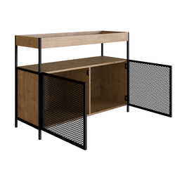 Buffet Aparador Bar Industrial Retrô 2 Portas e Nicho Madeira/Aço 100cm York - 6