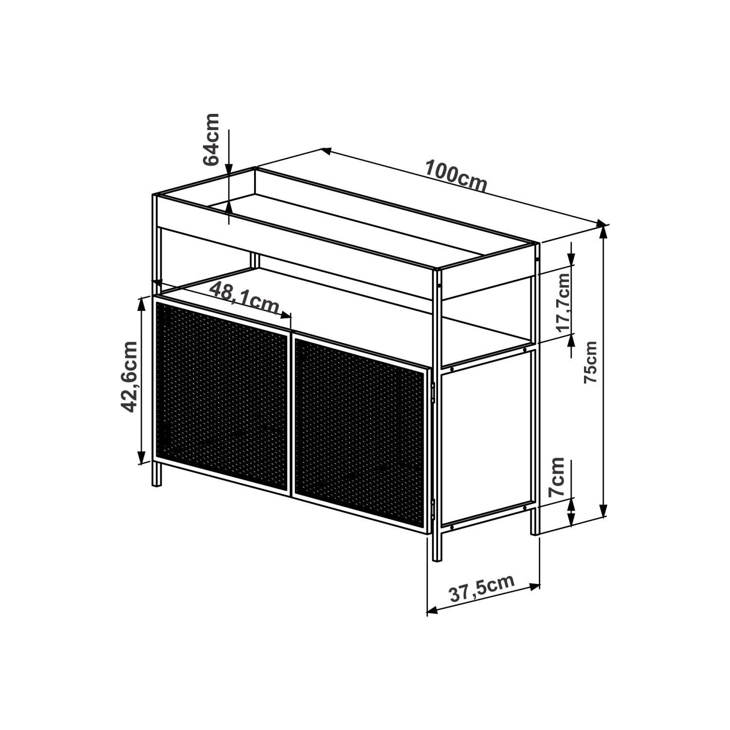 Buffet Aparador Industrial 100cm 2 Portas York  - 3