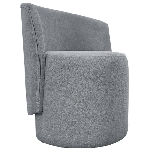 Kit 2 Poltronas Decorativa Aura Bouclé Premium Cinza - Cinza Buclê