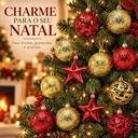 Ver mais imagens de Kit 16 Enfeites Natalinos Bolas Estrela para Árvore de Natal