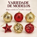 Ver imagem 7 de Kit 16 Enfeites Natalinos Bolas Estrela para Árvore de Natal