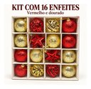 Ver imagem 2 de Kit 16 Enfeites Natalinos Bolas Estrela para Árvore de Natal