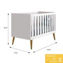 Ver imagem 3 de Jogo de Quarto Infantil Theo Retrô Cômoda 3 Gavetas e Berço Branco Fosco com Pés Amadeirado -