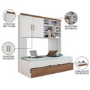 Ver imagem 3 de Quarto Infantil Modulado 2 Portas com Bicama Chiara Carvalho/branco - Phoenix