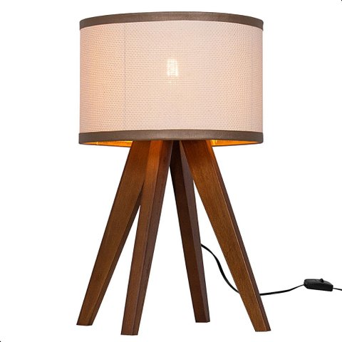 Abajur Madri com Pés de Madeira e Palha Natural 51cm